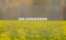 暗黑3法师装备深度剖析