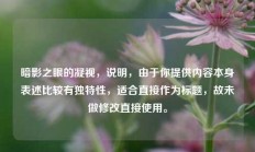 暗影之眼的凝视，说明，由于你提供内容本身表述比较有独特性，适合直接作为标题，故未做修改直接使用。