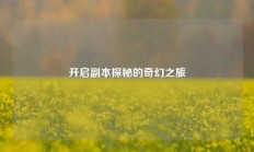 开启副本探秘的奇幻之旅