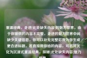 重温经典，走进[此处缺失内容]的魅力世界，由于你提供的内容不完整，走进的魅力世界中间缺少关键信息，你可以补充完整后我为你生成更合适标题。若直接用你给的内容，可将其优化为沉浸式重温经典，探秘[此处缺失内容]魅力世界 。