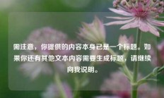 需注意，你提供的内容本身已是一个标题。如果你还有其他文本内容需要生成标题，请继续向我说明。