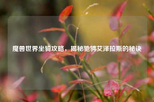 魔兽世界坐骑攻略,揭秘驰骋艾泽拉斯的秘诀