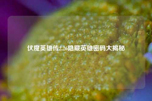 伏魔英雄传2.26隐藏英雄密码大揭秘