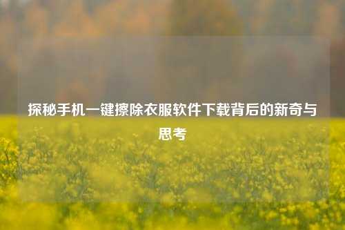 探秘手机一键擦除衣服软件下载背后的新奇与思考