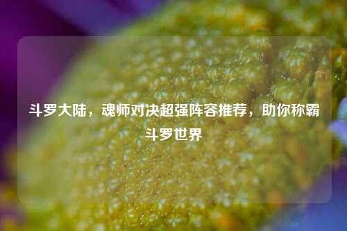 斗罗大陆，魂师对决超强阵容推荐，助你称霸斗罗世界